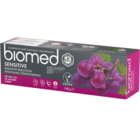 Biomed, Sensitive, 100 мл, Зубна паста, Зміцнення емалі та зниження чутливості
