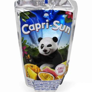 Capri Sun Jungle Drink, 0,2 л, Соковый напиток мультифруктовый Джунгли Капри-Сан, с трубочкой