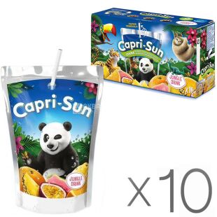 Capri Sun Jungle Drink, Упаковка 10 шт. х 0,2 л, Напій соковий мультифруктовий Джунглі Капрі-Сан