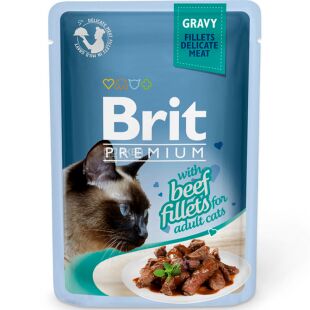 Brit Premium, 85 г, Влажный корм для котов, Филе говядины в соусе
