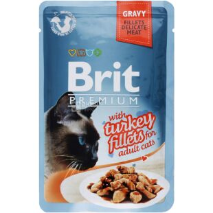 Brit Premium, 85 г, Влажный корм для котов, Филе индейки в соусе