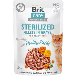 Brit Care, 85 г, Влажный корм для стерилизованных котов, со вкусом кролика