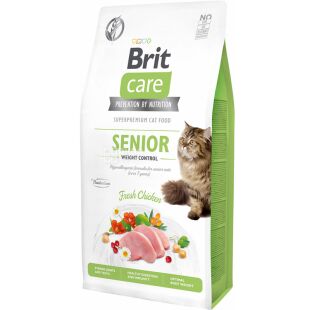 Brit Care Senior, 2 кг, Сухой корм для пожилых кошек с избыточным весом, с курицей