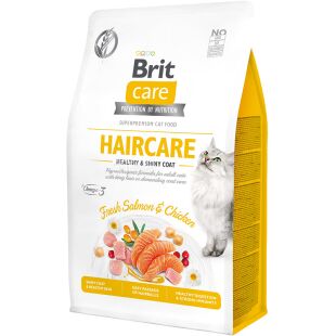 Brit Care Haircare, 400 г, Сухой корм для котов с лососем и курицей, Уход за кожей и шерстью