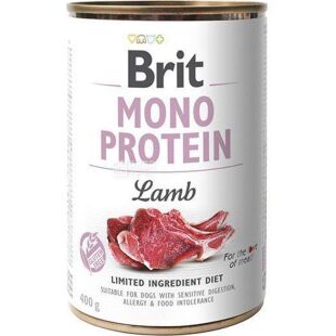 Brit Mono Protein, 400 г, Влажный корм для собак, с ягненком, ж/б