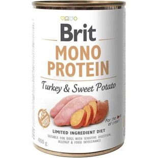 Brit Mono Protein, 400 г, Вологий корм для собак, з індичкою та бататом, ж/б