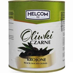 Helcom, 3 кг, Оливки черные, резаные, ж/б