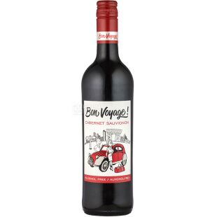 Bon Voyage! Cabernet Sauvignon, 0,75 л, Вино красное полусладкое, безалкогольное