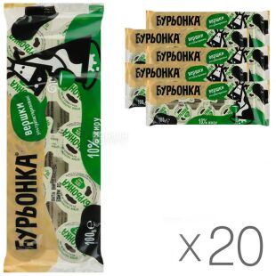 Бурьонка, 10 шт. х 10 мл, Вершки порційні ультрапастеризовані, 10%, упаковка 20 шт.