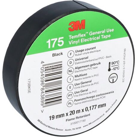 Electrical tape Scotch, black, 19 mm x 20 mx 0.18 mm, TM ZM
