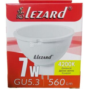 Lezard, Лампа светодиодная, цоколь GU5.3, 7W, 4200K, дневной свет, 560lm