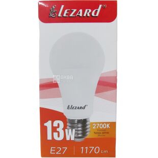 Lezard LED Glob, Лампа світлодіодна, цоколь Е27, 13W, 2700K, тепле біле світіння, 1170 Lm