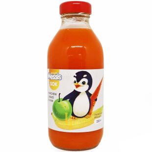 Messis, 0,33л, Сок Морковь-Яблоко-Банан Пингвин Мессис, стекло