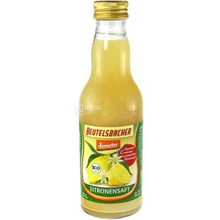 Beutelsbacher Zitronensaft, 0,2 л, Сок органический Лимонный Бойтельсбахер, стекло