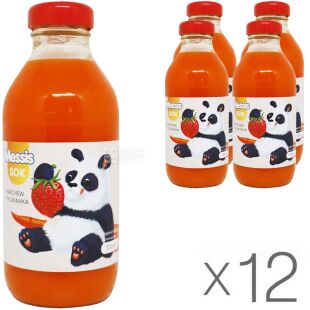 Messis Упаковка 12 шт. х 330 мл, Сок Клубника-Морковь Панда Мессис, стекло