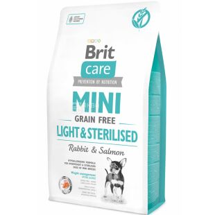 Brit Care Light & Sterilised, 2 кг, Сухой корм стерилизованных собак мелких пород, с кроликом и лососем