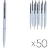 Buromax Color L2U, Упаковка 50 шт., Ручка шариковая автоматическая, белый корпус, синие чернила, 1 мм