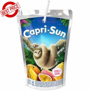 Capri Sun Jungle Drink, 0,2 л, Напій соковий мультифруктовий Джунглі Капрі-Сан, з трубочкою