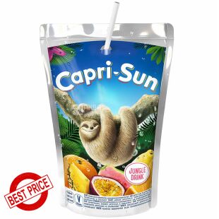 Capri Sun Jungle Drink, 0,2 л, Соковый напиток мультифруктовый Джунгли Капри-Сан, с трубочкой