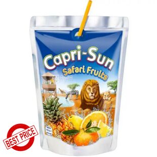 Capri-Sun Safari Fruits, 0,2л, Соковый напиток Мультифруктовый Капри-Сан, с трубочкой
