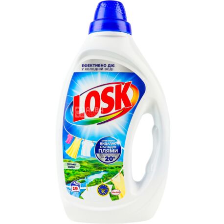 Losk, Mountain Lake, 0,85L, Gel for washing, phosphate-free, concentrate