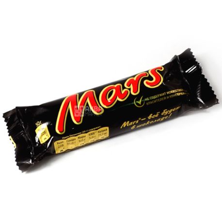 Mars, 51 г, Шоколадный батончик, Марс