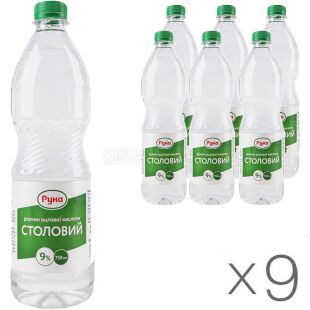 Руна, 0,75 л 9%, Уксус, столовый, упаковка 9 шт.