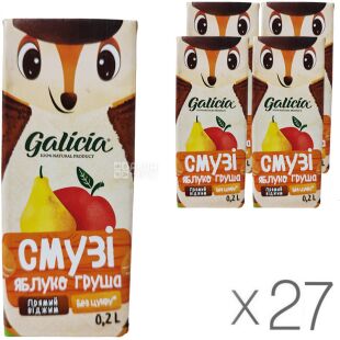 Galicia, 200 мл, Упаковка 27 шт., Галиция, Смузи Яблоко-груша