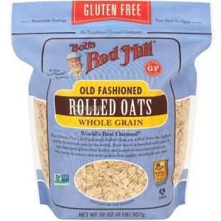 Bob’s Red Mill, Old Fashioned Whole Grain Rolled Oats, 907 г, Цельнозерновые овсяные хлопья, без глютена