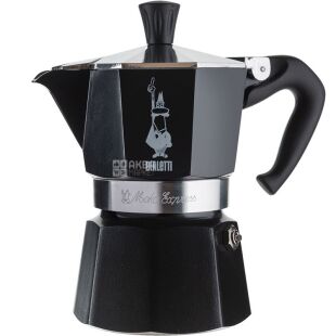 Bialetti Moka Express, Кофеварка гейзерная на 3 чашки, 130 мл, черная