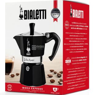 Bialetti Moka Express, Кофеварка гейзерная на 6 чашек, 270 мл, черная