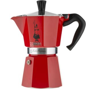 Bialetti Moka Express, Кофеварка гейзерная на 6 чашек, 270 мл, красная