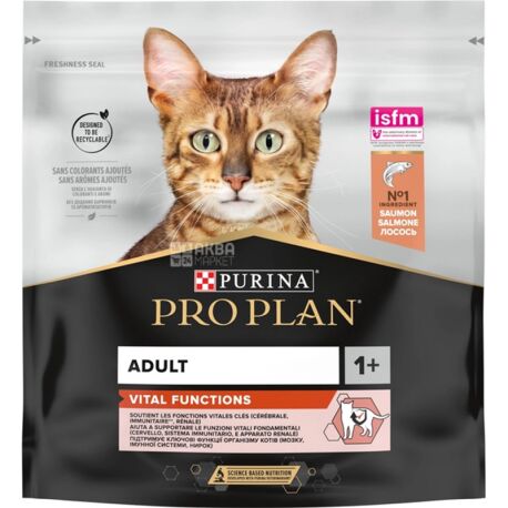 Pro Plan, Adult, 400 г, Сухой корм для взрослых котов, с лососем
