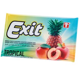 Exit Tropical, 11 г, Жевательная резинка в пластинках со вкусом тропических фруктов, без сахара