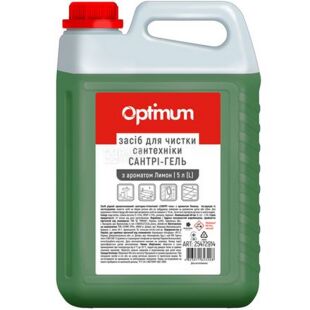 Optimum, 5 л, Миючий засіб для сантехніки, Сантрі-гель, Лимон