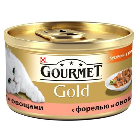 Gourmet Gold, 85 g, food, for cats, with trout and vegetables