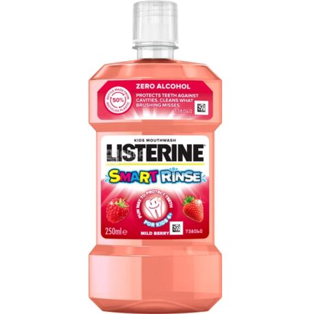 Listerine, Smart Rinse, 250 мл, Ополаскиватель для полости рта, детский, против кариеса, с ягодным вкусом