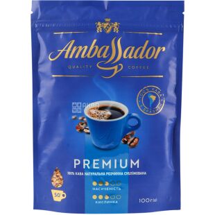 Ambassador Premium, 100 г, Кофе Амбассадор, растворимый