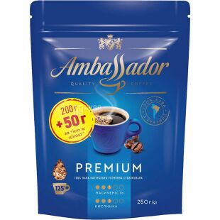 Ambassador Premium, 250 г, Кофе Амбассадор, растворимый