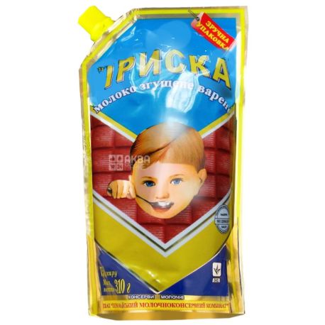 Молоко сгущенное, 310 г, Ириска, вареное, нежирное, дой-пак