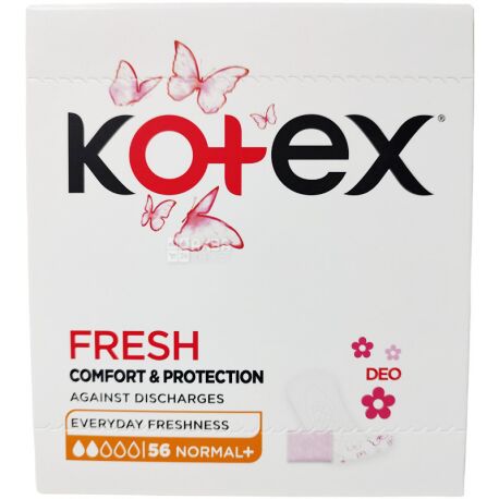 Kotex, Normal Plus Deo, 56 шт., Щоденні прокладки, в індивідуальній упаковці