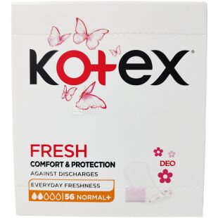 Kotex, Normal Plus Deo, 56 шт., Ежедневные прокладки, в индивидуальной упаковке