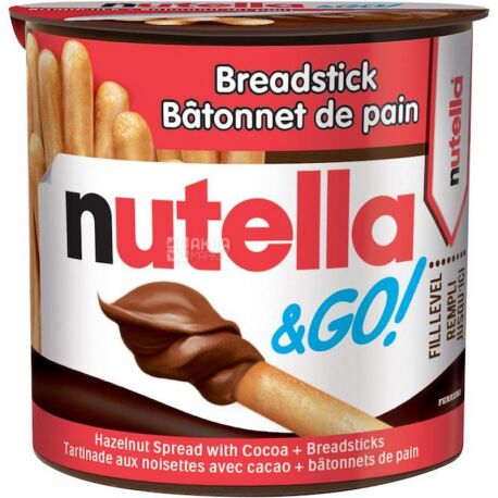 Nutella, Ореховая паста с какао и хлебные палочки, 52 г
