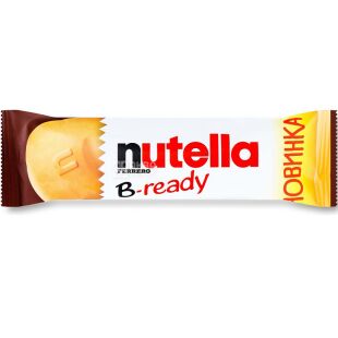 Nutella B-Ready, 22 г, Нутелла, Батончик вафельний з шоколадною пастою та горіхами