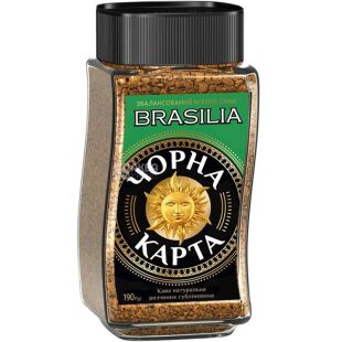 Чорна Карта Brasilia, 190 г, Кава розчинна, скло