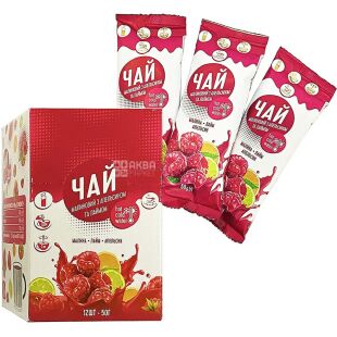 Смакуйте, 12 шт. х 50 г, Чай-концентрат Малиновий з апельсином та лаймом, в стіках