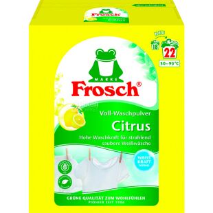 Frosch, 1,45 кг, Стиральный порошок-концентрат, Цитрус, Для белого белья, Для всех типов стирки