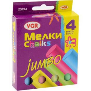 VGR, 4 шт., Крейда кольорова для вулиці, 10 х 2,5 см