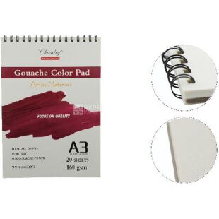 Chivalry Gouache Color Pad, Альбом для гуаші на пружині, 20 аркушів А3, 160 г/м2