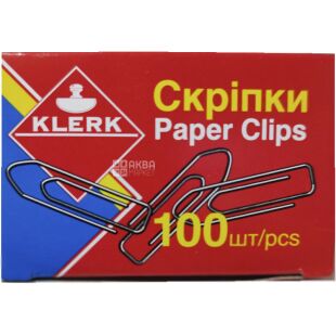 Klerk, 100 шт. х 31 мм, Скріпки трикутні, нікельовані